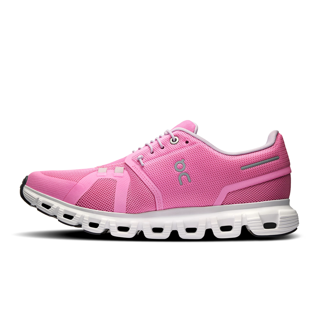 On Womens Cloud 6 Raspberry/White 3WF10063013