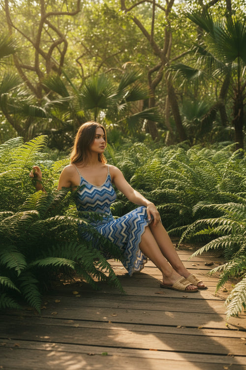 Chevron Knit Midi Dress